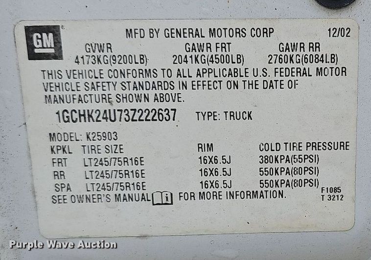 image for item NT9920 2003 Chevrolet Silverado 2500HD  pickup truck