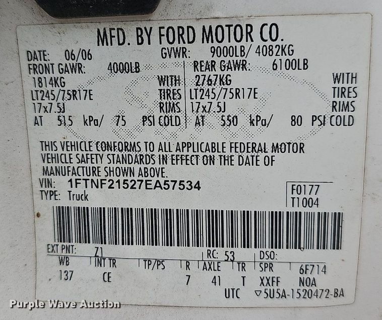 image for item NT9921 2007 Ford F250 Super Duty  pickup truck