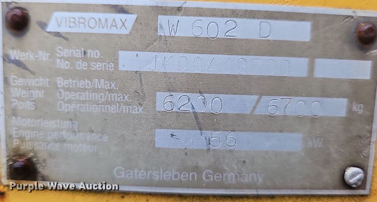 image for item NT9922 1996 Vibromax W602d  single drum roller