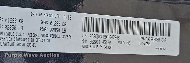 image for item NT9925 2019 Dodge  Charger Police