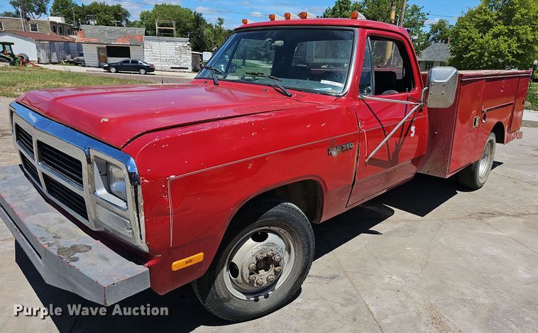 image for item NU9083 1992 Dodge D350  utility bed pickup truck