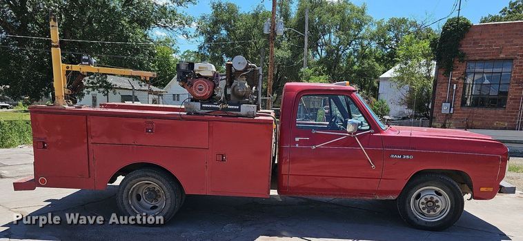 image for item NU9083 1992 Dodge D350  utility bed pickup truck