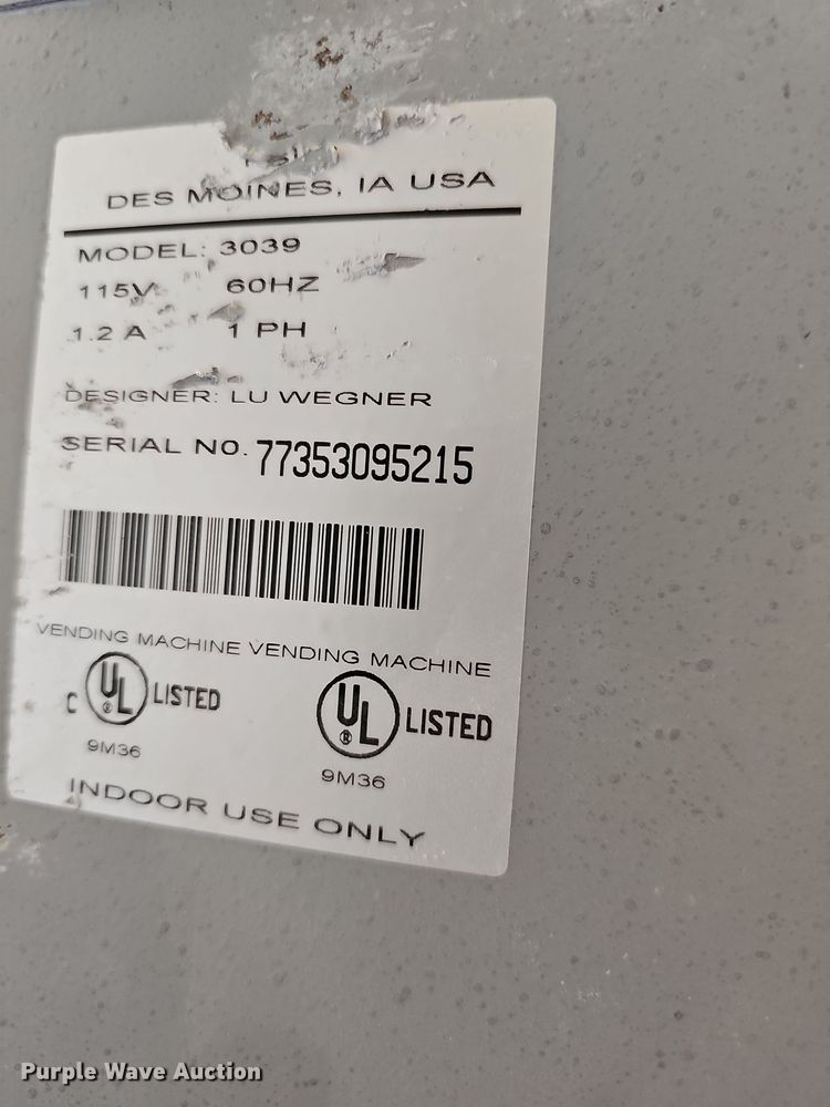 image for item NU9146 LU Wegner 3039  vending machine