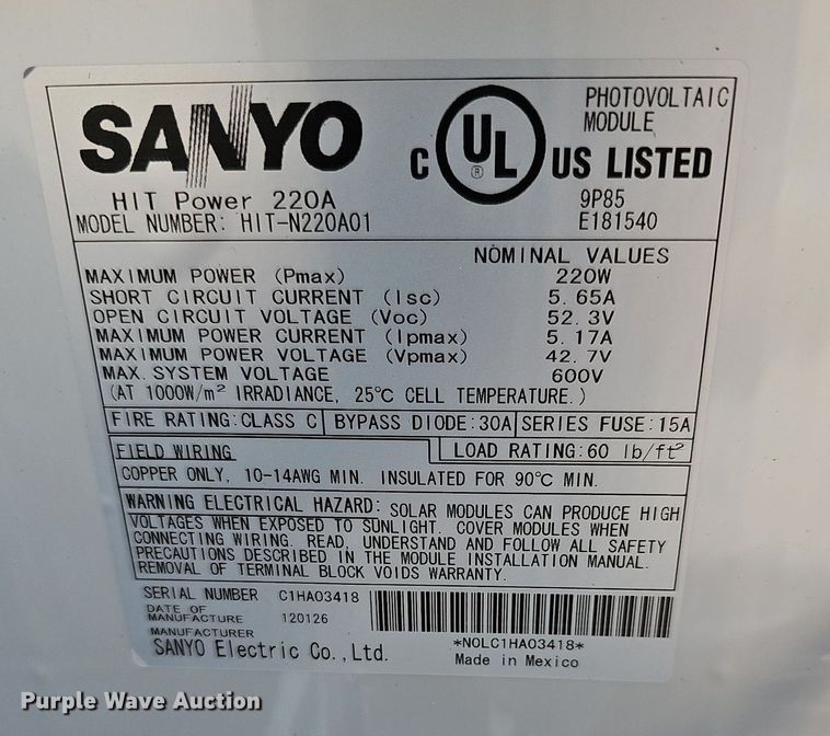 image for item NU9176 (6) 2012 LM 19255B solar panels