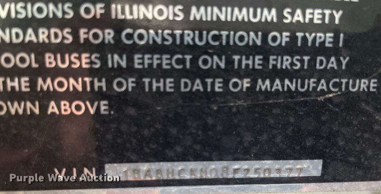 image for item NY9596 2008 Blue Bird All American FE  School bus