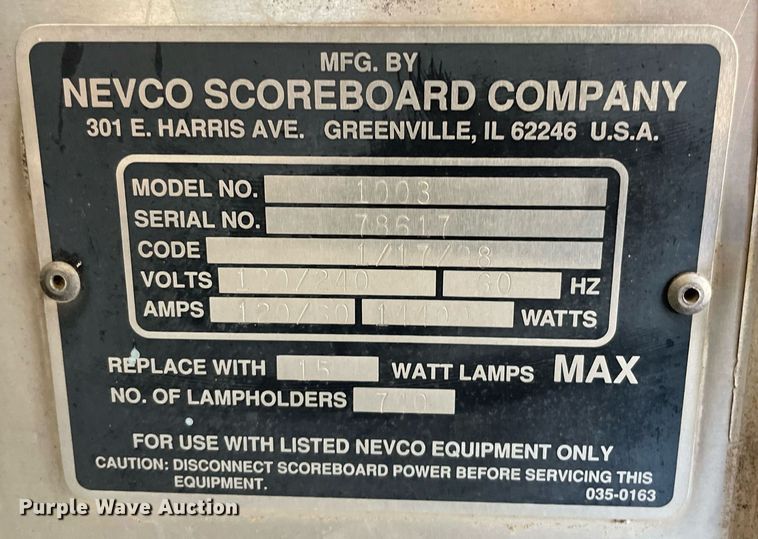 image for item NY9616 Nevco 1003  scoreboard