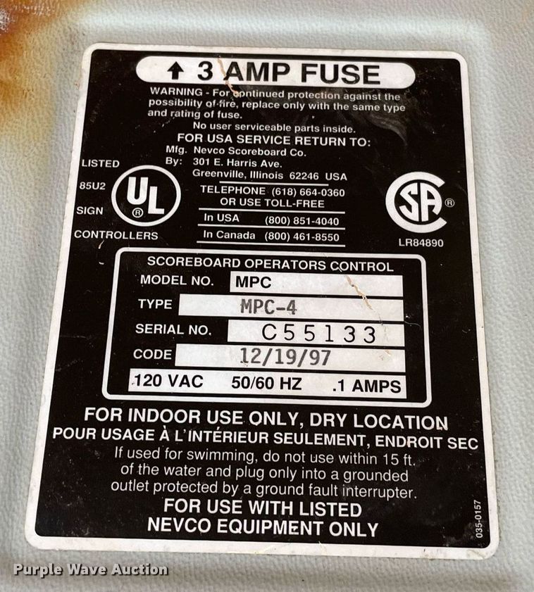 image for item NY9616 Nevco 1003  scoreboard