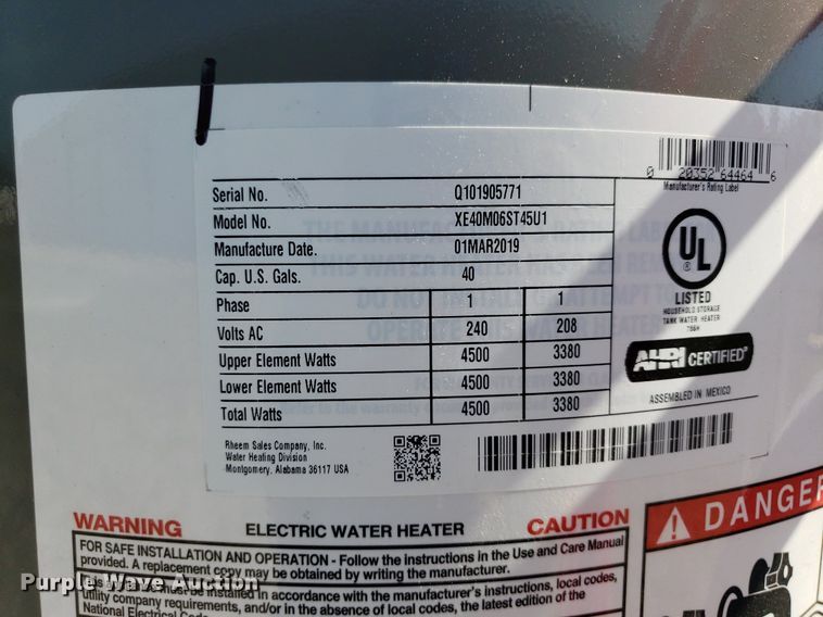 image for item OB9748 (2) Rheem water heaters