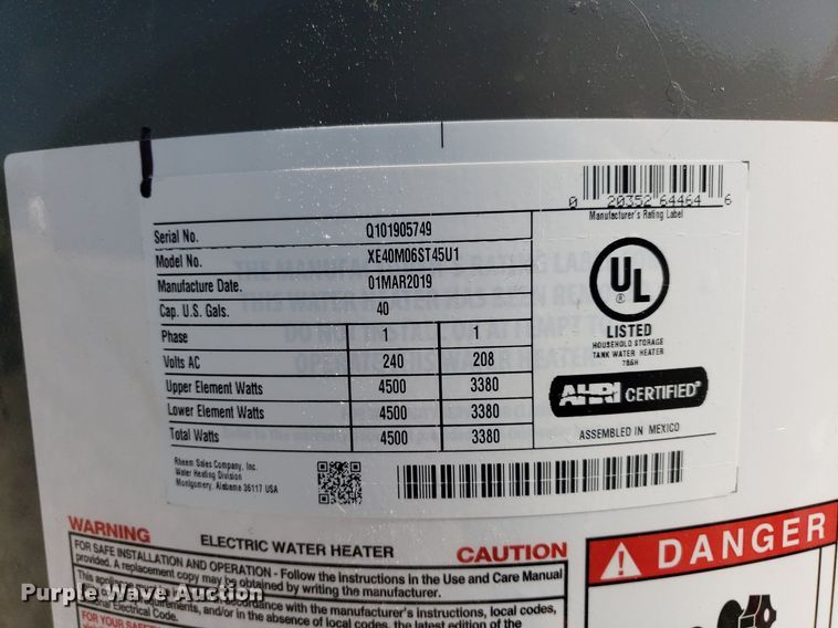 image for item OB9748 (2) Rheem water heaters