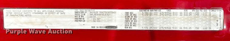 image for item OC9135 2015 Freightliner Cascadia Evolution 125  semi truck