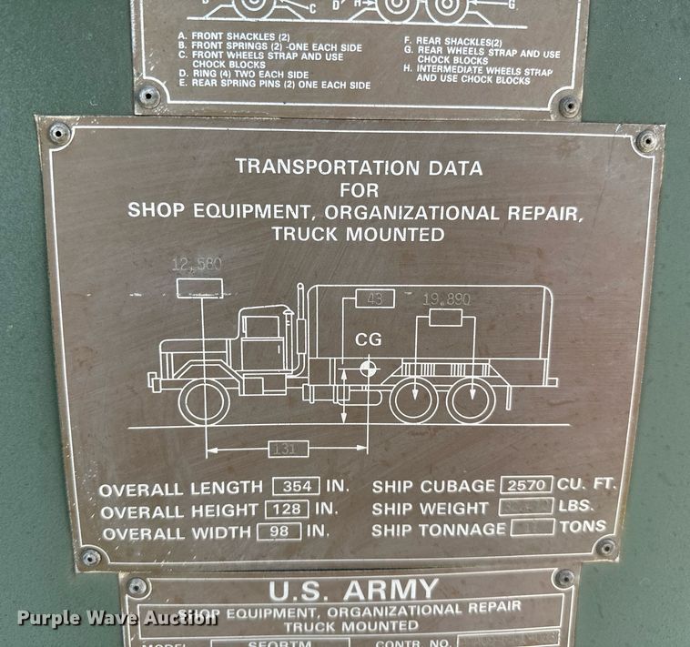 image for item OG9146 U.S. Army Seortm  service truck bed