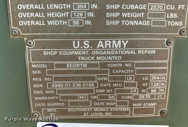 image for item OG9146 U.S. Army Seortm  service truck bed