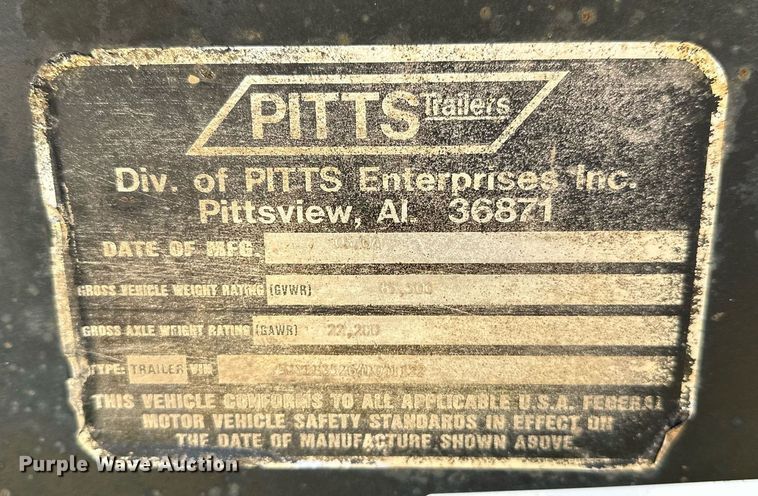 image for item OG9149 2004 Pitts  lowboy equipment trailer
