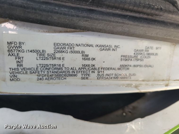 image for item ZA0365 2011 Eldorado Aerotech Ford 240  shuttle bus