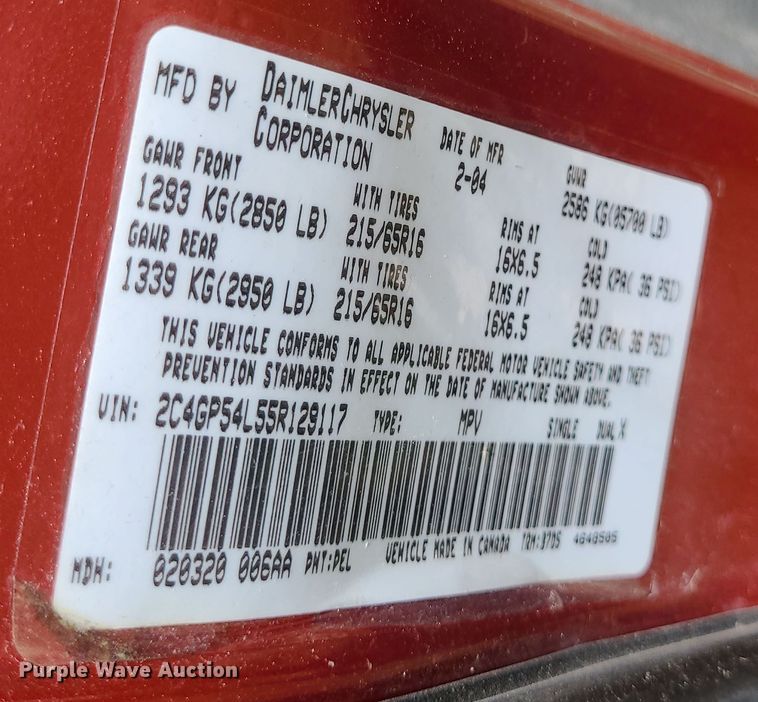 image for item DK1971 2005 Chrysler Town & County Touring  van