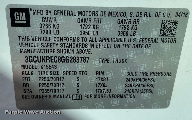 image for item DK2484 2016 Chevrolet Silverado 1500  Crew Cab pickup truck