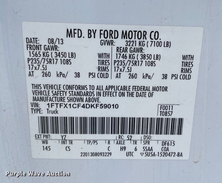 image for item DK2487 2013 Ford F150  SuperCab pickup truck