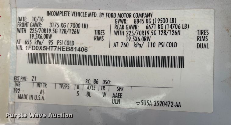 image for item DK2488 2017 Ford F550  SuperCab utility / service truck