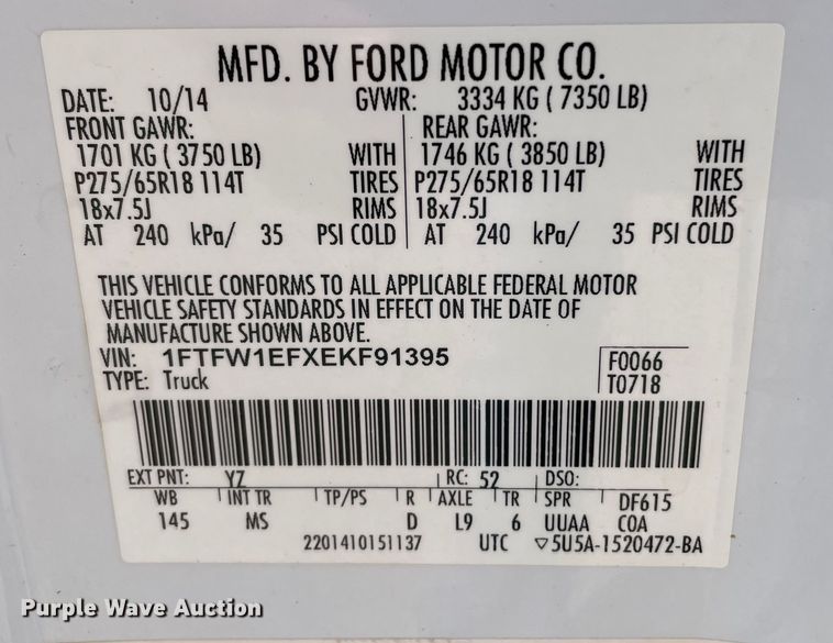 image for item DK2490 2014 Ford F150  SuperCrew pickup truck