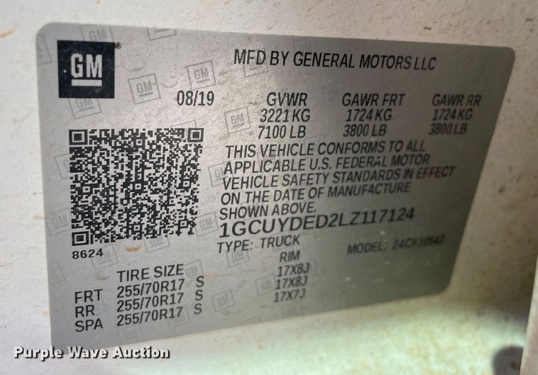 image for item DK2492 2020 Chevrolet Silverado 1500  Crew Cab pickup truck