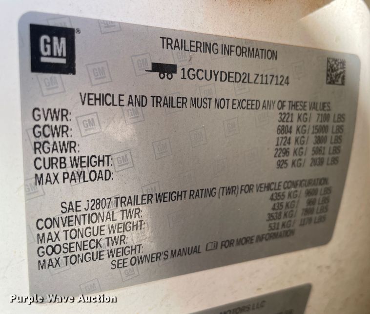 image for item DK2492 2020 Chevrolet Silverado 1500  Crew Cab pickup truck