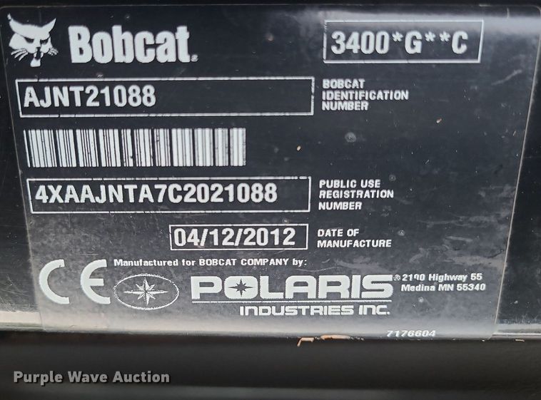 image for item DK4006 2012 Bobcat 3400  utility vehicle