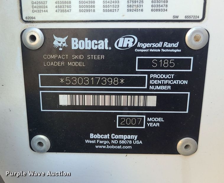 image for item DK4007 2007 Bobcat S185  skid steer loader