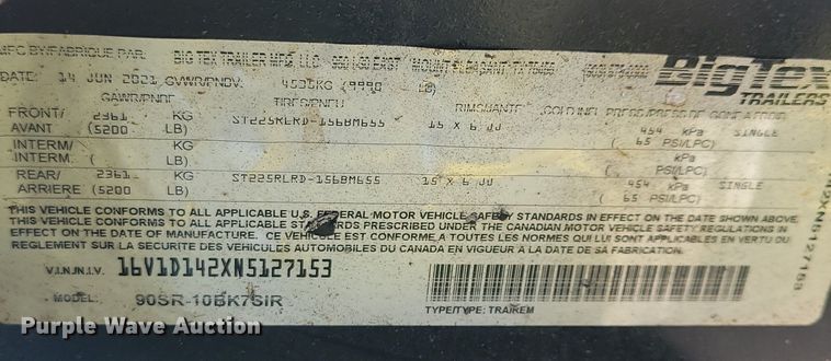 image for item DN4057 2022 Big Tex 90SR  dump trailer