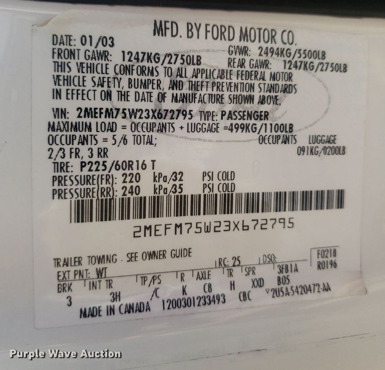 image for item DO3009 2003 Mercury Grand Marquis