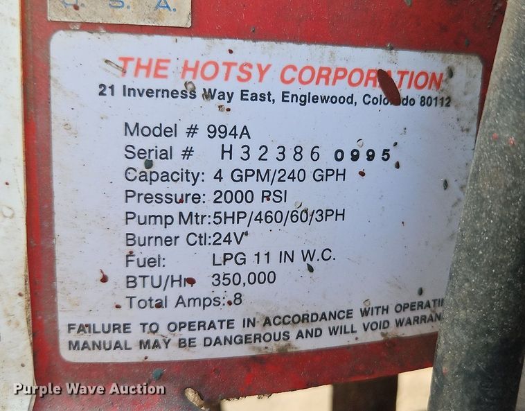 image for item DP2336 Hotsy 994A  hot pressure washer