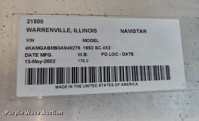 image for item DQ0186 2003 International 1652-SC  delivery truck