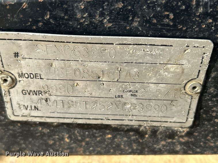 image for item DQ0907 2002 U.S. Cargo USE08518TA3  utility trailer