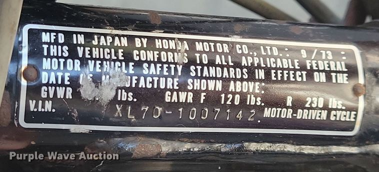 image for item IQ9831 1974 Honda XL70  dirt bike