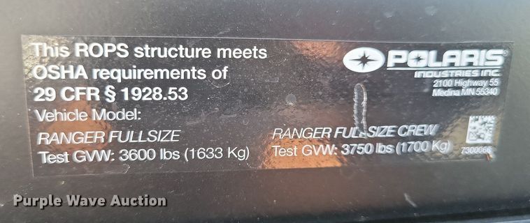 image for item IQ9832 2021 Polaris Ranger XP 1000  utility vehicle