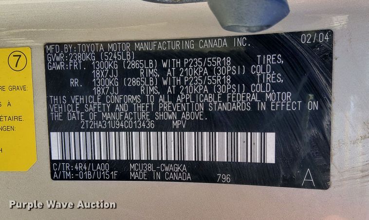 image for item IQ9867 2004 Lexus RX 330  SUV