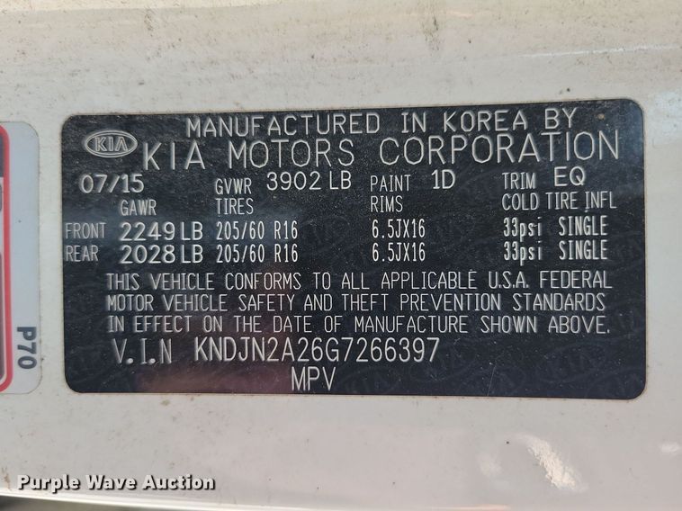 image for item IQ9871 2016 Kia Soul  SUV