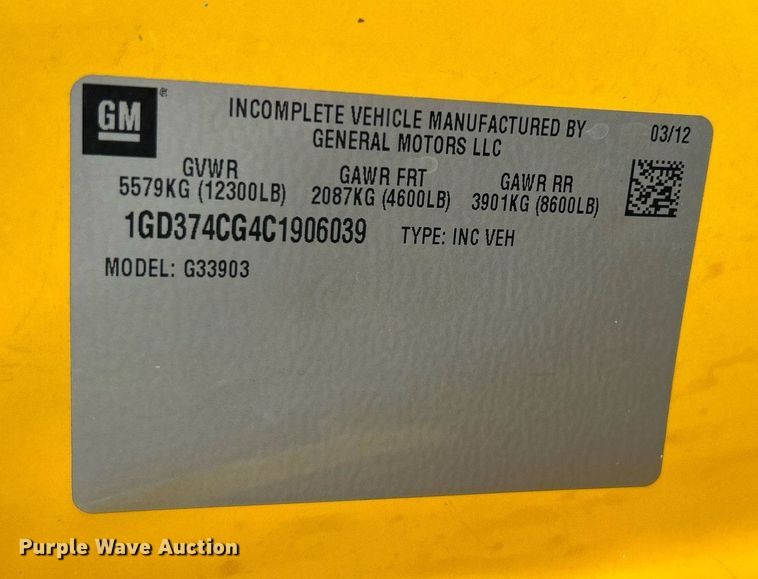 image for item KW9178 2012 GMC Savana  box truck
