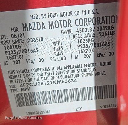 image for item LB9532 2001 Mazda Tribute ES  SUV