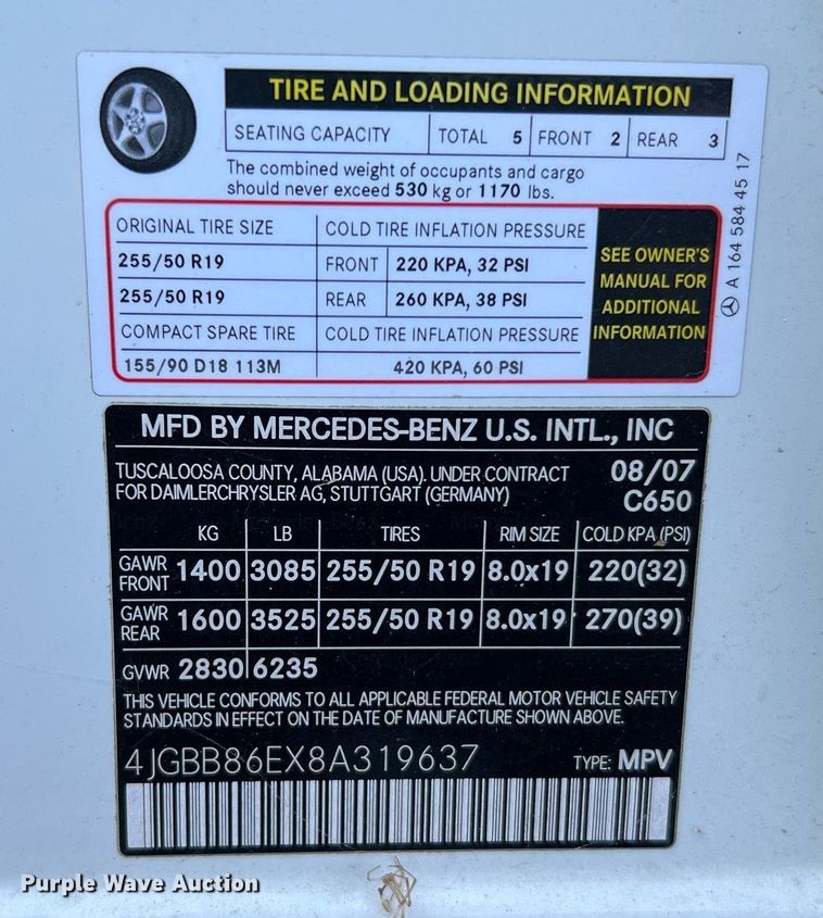 image for item LF9368 2008 Mercedes Benz ML350  SUV