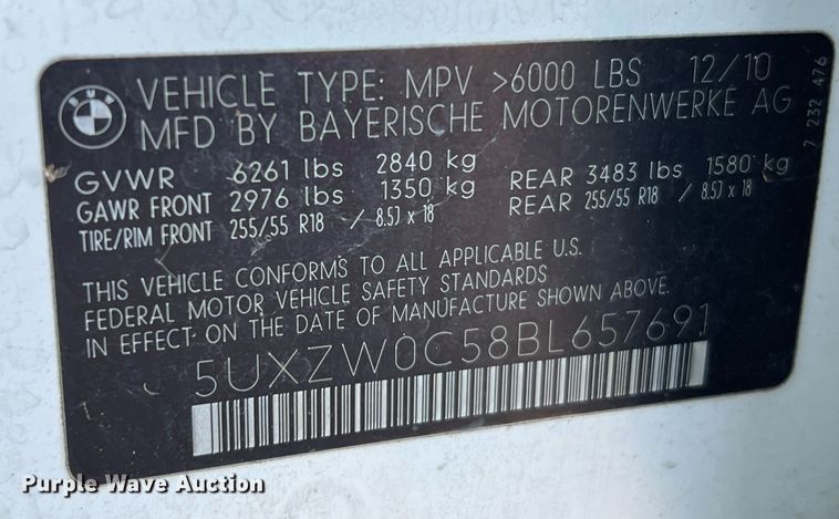 image for item LF9370 2011 BMW X5  SUV