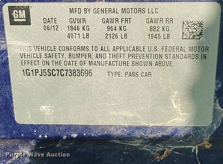 image for item LQ9108 2012 Chevrolet Cruze