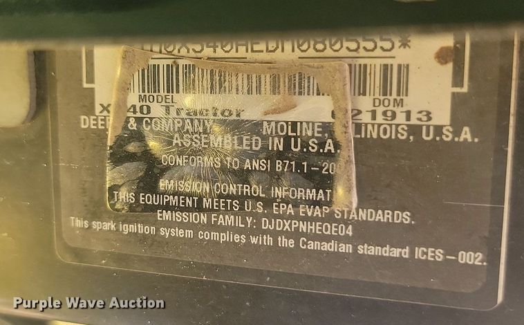 image for item LQ9112 John Deere X540  lawn mower