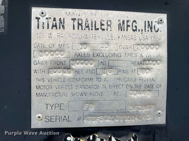 image for item LS9360 2000 Titan  equipment trailer