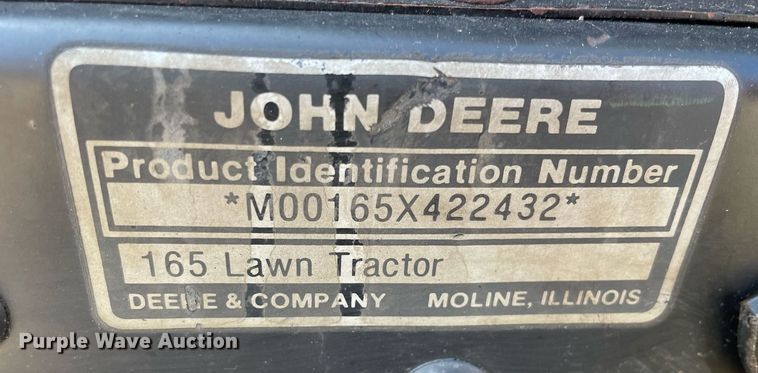 image for item LV9782 John Deere 165  lawn mower