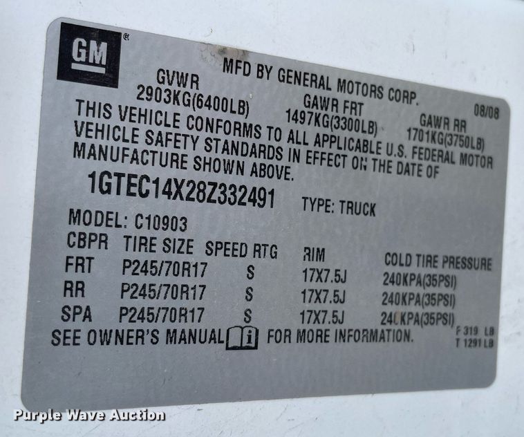 image for item ME9832 2008 GMC Sierra 1500  pickup truck