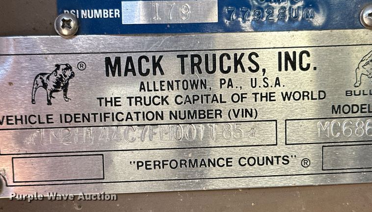 image for item ML9108 1985 Mack MC686FC  rescue vehicle