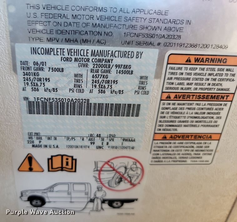 image for item ML9517 2002 Holiday Rambler Vacationer  RV