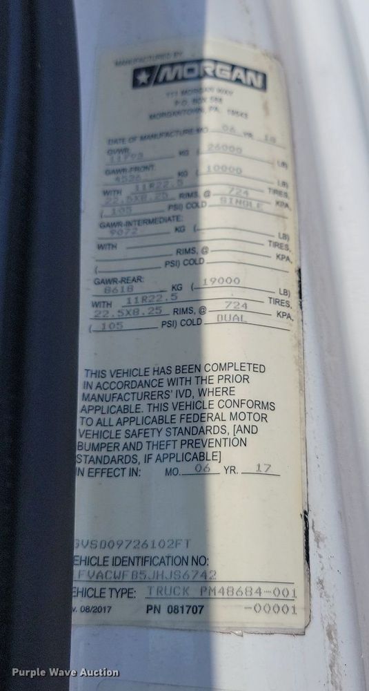 image for item ML9519 2018 Freightliner Business Class M2  box truck