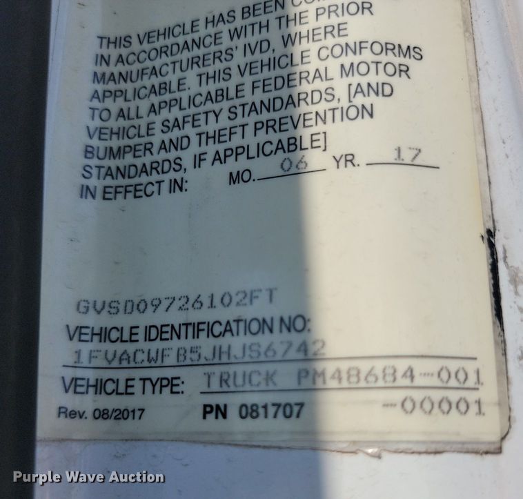 image for item ML9519 2018 Freightliner Business Class M2  box truck