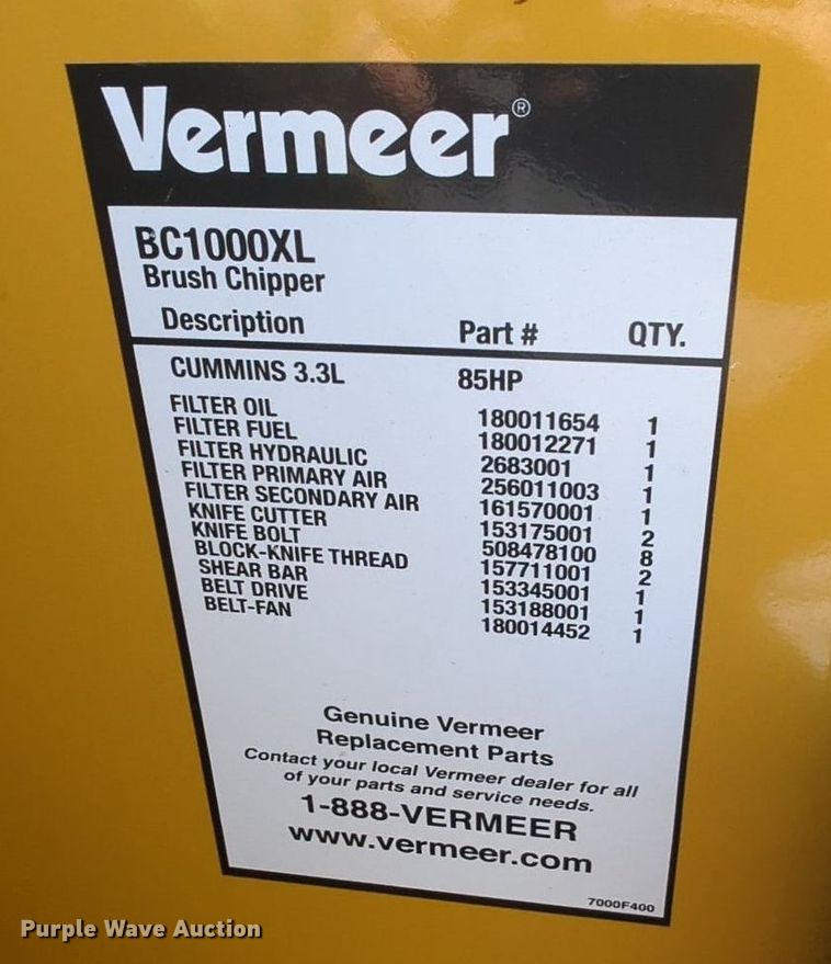 image for item MY9905 2010 Vermeer BC1000XL  wood chipper